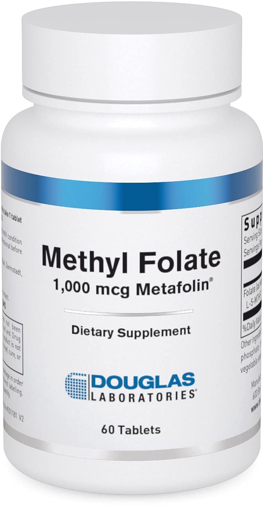 Douglas Laboratories Φολικό μεθύλιο L-5- MTHF - 1000 mcg Μεταφολίνη - Βιταμίνη Β Φολικό - Υποστηρίζει Homocysteine Μεταβολισμός & ανάπτυξη του εμβρύου * - Μη- ΓΤΟ - 60 δισκία