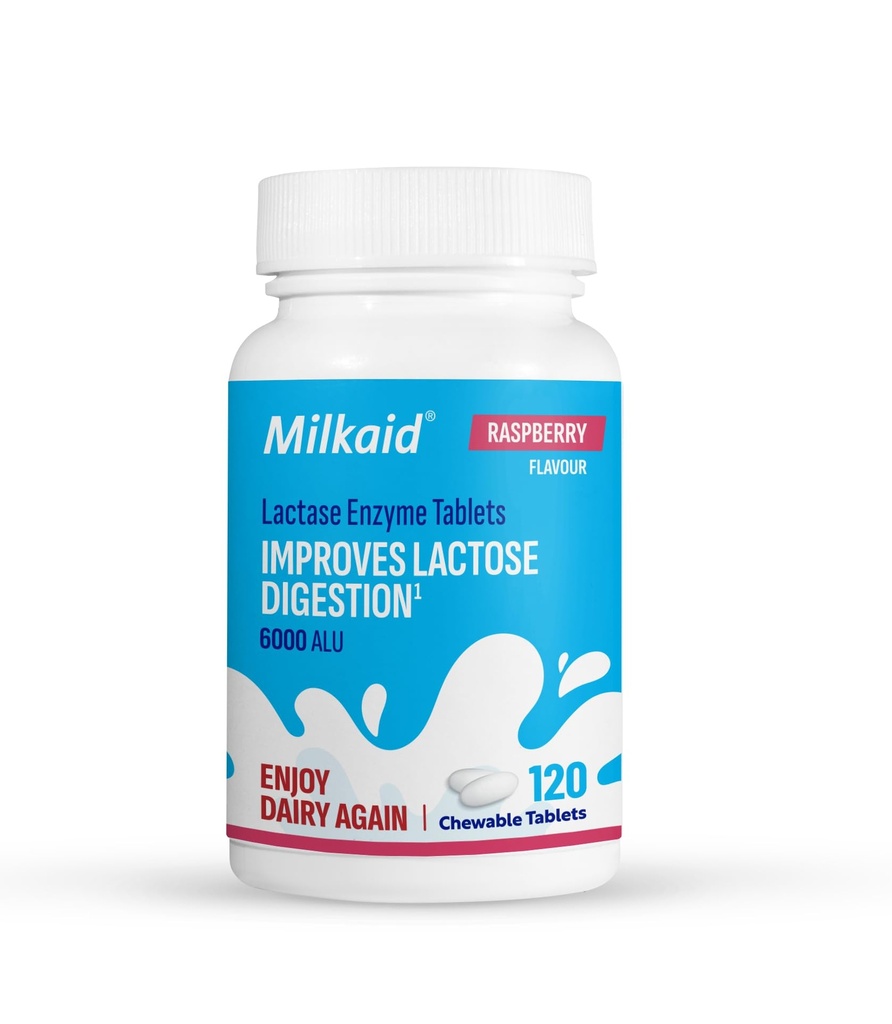 Milkaid Lactase Enzyme Chewable Tablets for Lactose Intraance Relief 