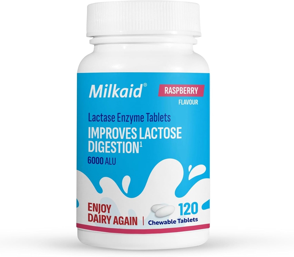 Milkaid Lactase Enzyme Chewable Tablets for Lactose Intraance Relief 