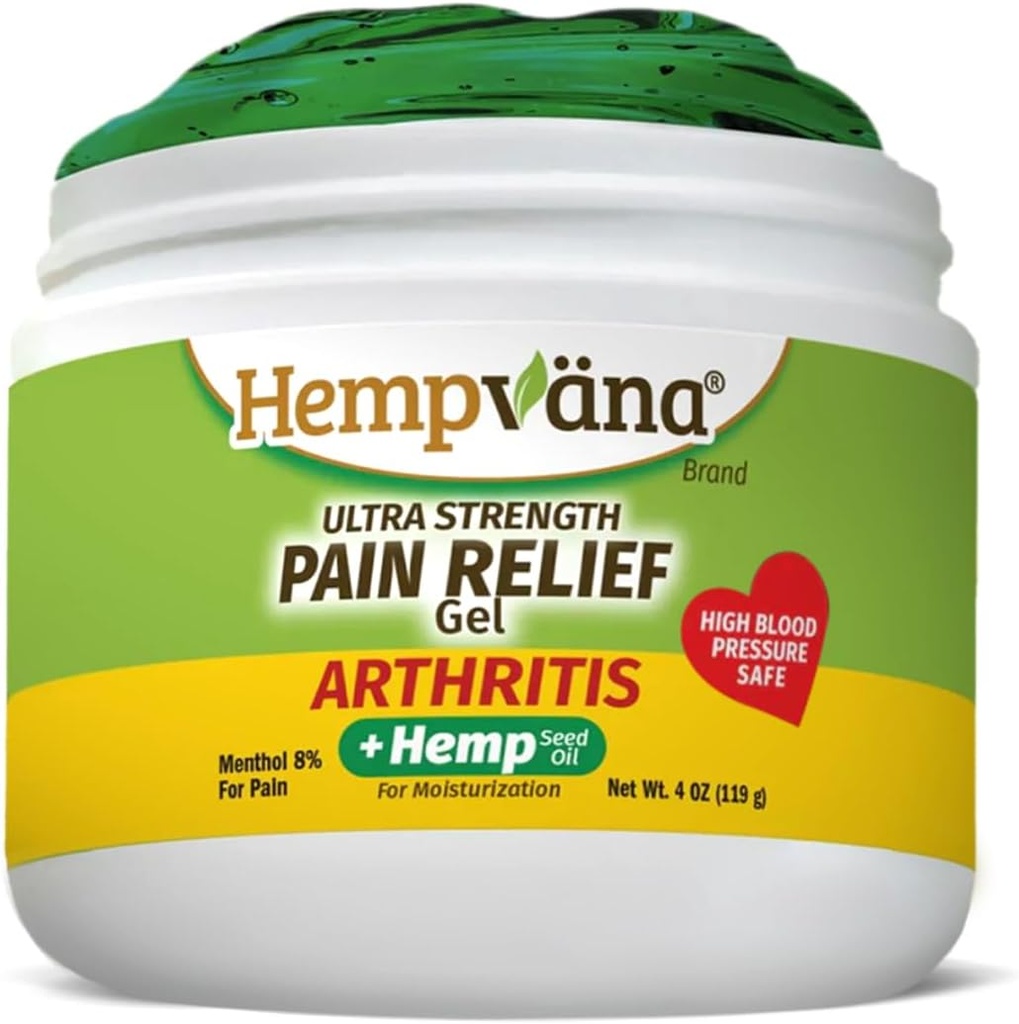 Hempvana Arthritis Pain Relief Gel, Ultra-Strength for Arthritis in Muscles & Joints. Enriched with Hemp Seed Oil, AS SEEN ON TV. Non-Greasy. Targeted Long-Lasting Relief. Works Fast, 4 Oz.
