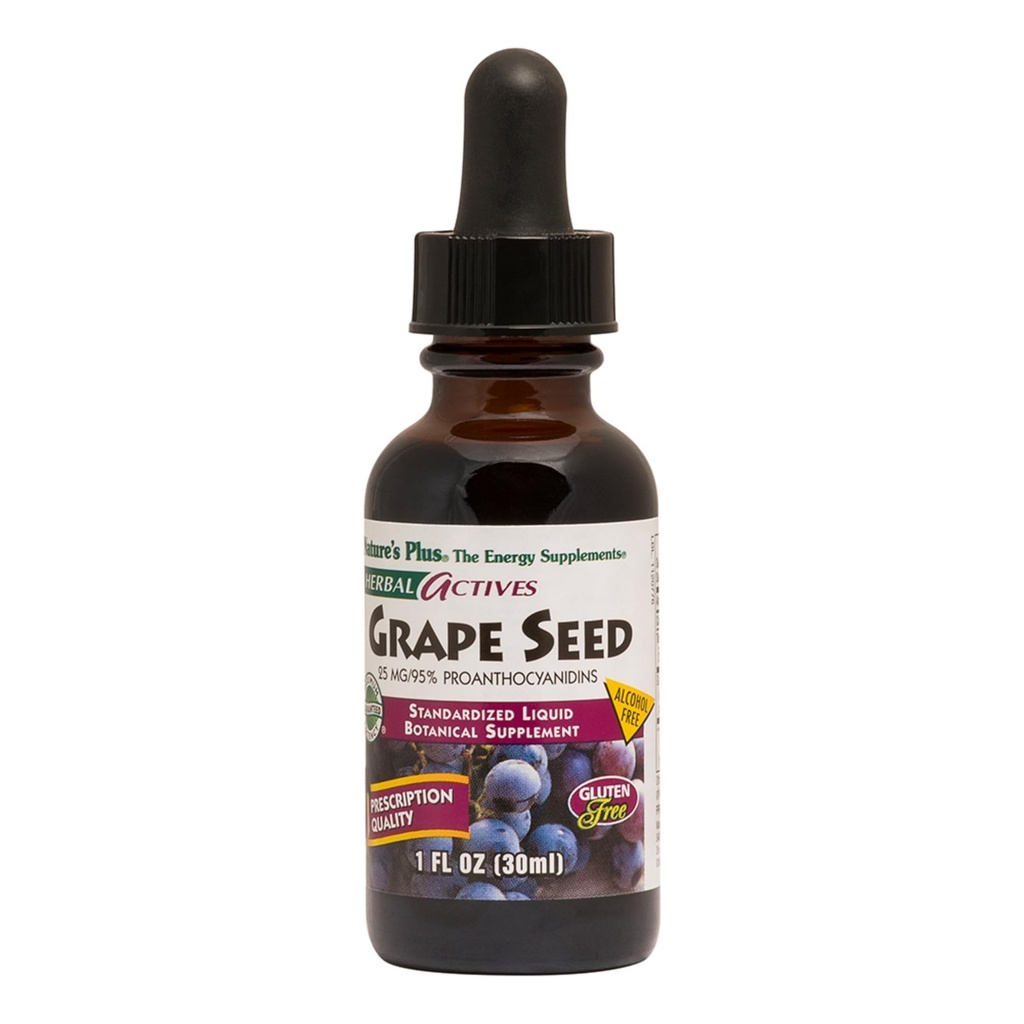 Natures Plus Herbal Actives Σπόροι σταφυλιού 25 mg Liquid Restaurement - σταγόνες Vegan, 1 fl oz - χορτοφαγικά, χωρίς γλουτένη - 30 Σερβιέτες