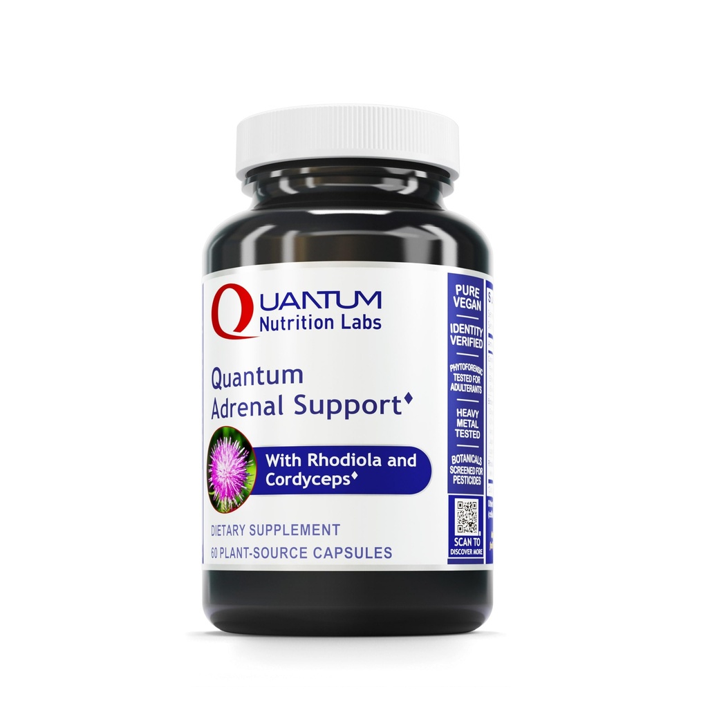 Quantum Nutrition Labs Quantum Adrenal Support- Adrenal Health Support Supplements, Support for Fatigue and Promote Calmness, Adrenal Gland Vitamins, Rhodiola Rosea, Organic - 60 Vegan Capsules