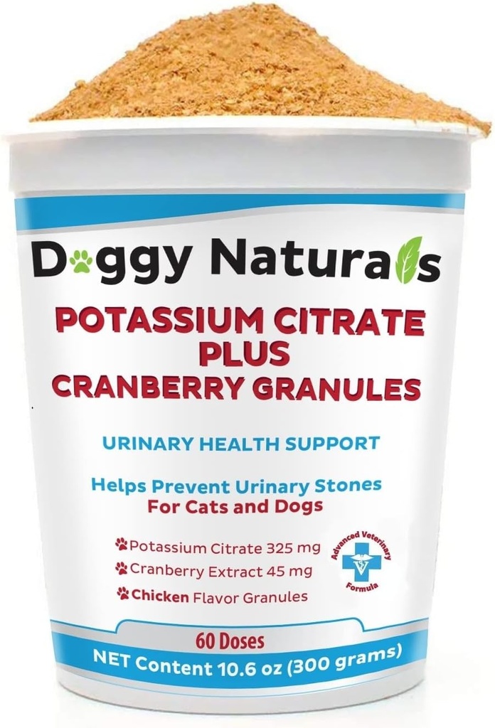 Citrate Κάλιο Plus Cranberry Κόκκοι 300gm για γάτες και σκύλους - Urinary Tract Υποστήριξη-Βοηθά Deter Σχηματισμός Λίθων Οξαλικού ασβεστίου - Deters Bladder & Kidney Stones (Κατασκευασμένα στις ΗΠΑ)