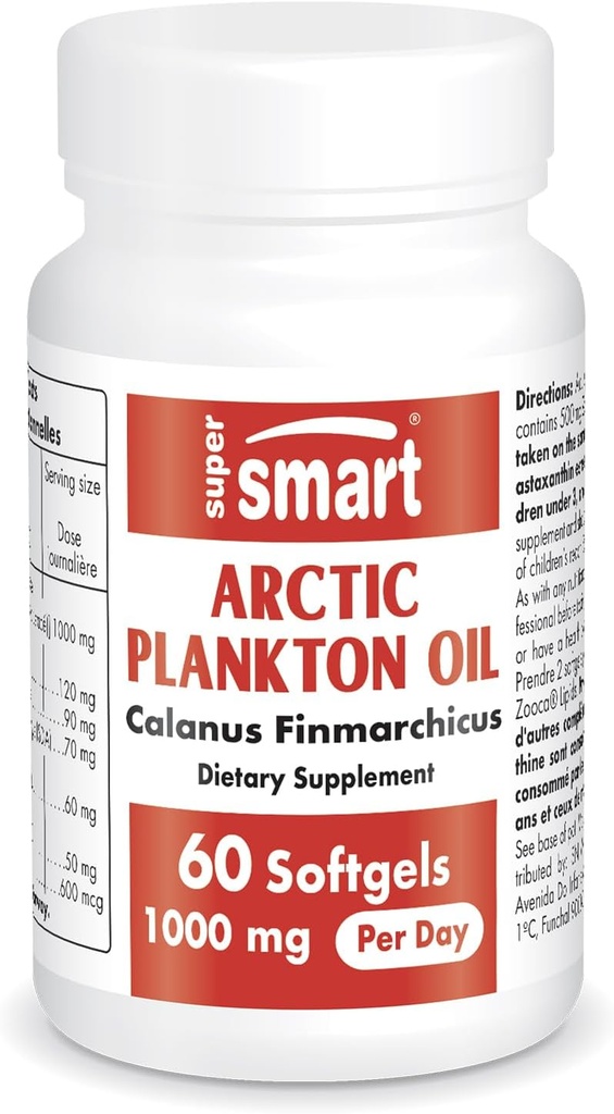 Supersmart - Arctic Plankton Oil 1000mg ανά ημέρα (Patented) - Μεγαλύτερη διατροφή από τα ψάρια και τα κριλ Oil συμπλήρωμα - με Ω-3 λιπαρά οξέα, EPA, DHA & SDA 