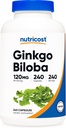 Nutricost Ginkgo Biloba 120mg, 240 κάψουλες - Extra Strength Ginkgo Biloba Extract - Χωρίς γλουτένη & μη ΓΤΟ
