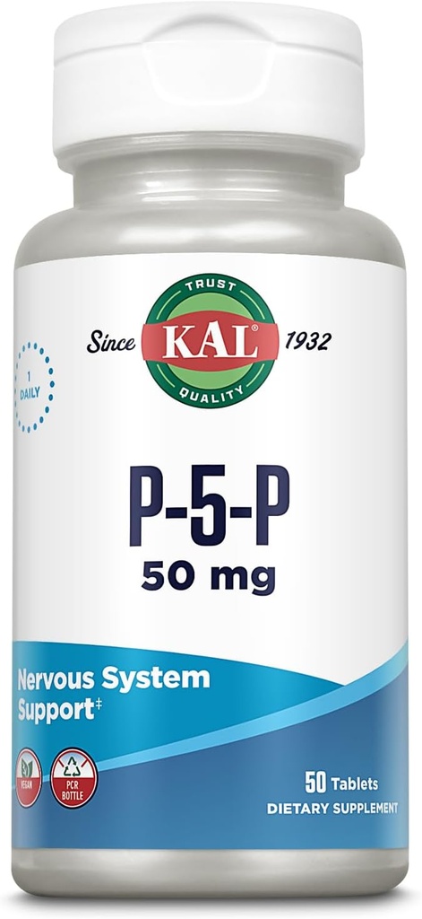 KAL 50 Mg B-6 Pyridoxal-5- φωσφορικά δισκία, 50 Count