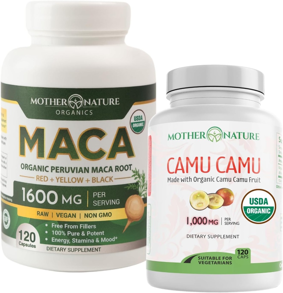 Βιολογική βιταμίνη C + κάψουλες ρίζας Maca – Φυσική ενέργεια & ανοσοποιητική υποστήριξη
