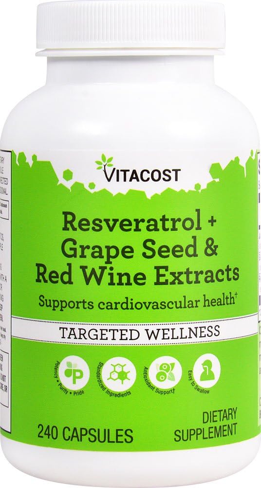 Vita cost Resveratrol + Σπόροι σταφυλιού & εκχύλισμα ερυθρού κρασιού -- 240 κάψουλες