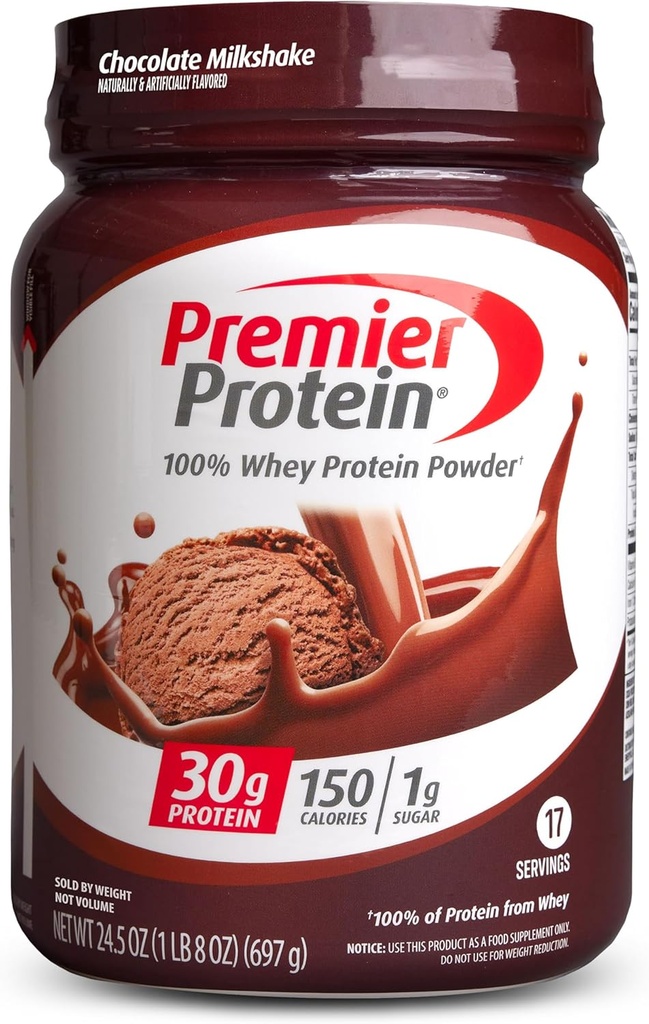 Premier Protein Powder, Chocolate Milkshake, 30g Protein, 1g Sugar, 100% πρωτεΐνη Whey, Keto Friendly, Χωρίς σόγια, Χωρίς γλουτένη, 24,5 oz (17 μερίδες)
