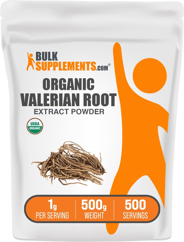 BulkSupplements.com Βιολογικό εκχύλισμα βαλεριάνας σκόνη - που προέρχεται από ρίζα Βαλεριάνας, συμπλήρωμα βοτάνων - Χωρίς γλουτένη, 1g ανά υπηρεσία, 500g (1.1 lbs) (πακέτο του 1)