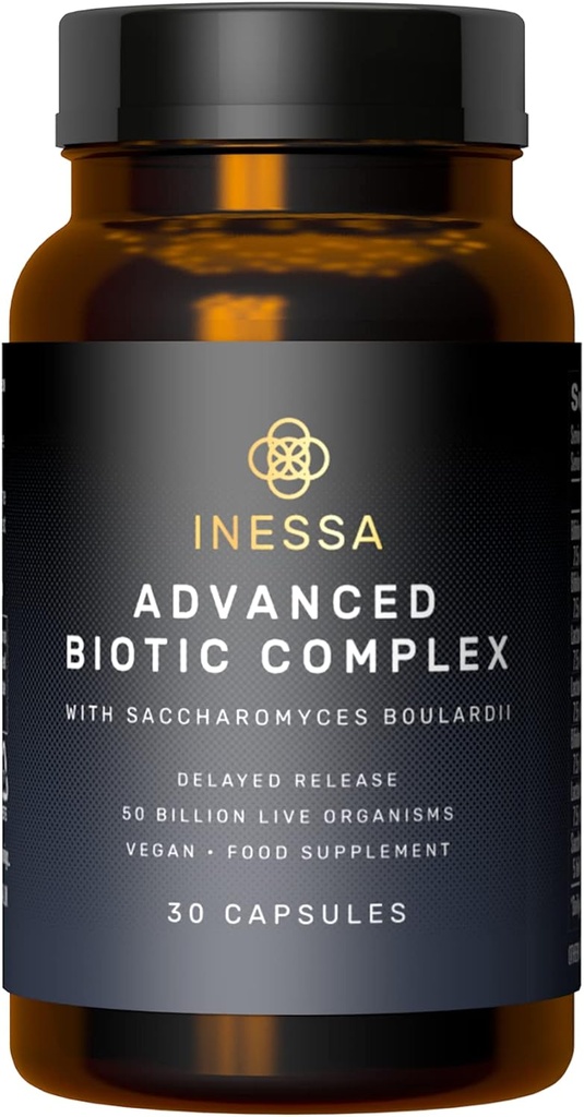 Inessa Advanced Biotic Complex - 50 δις CFU Probiotics για γυναίκες Digestive, Gut Health With Delayed Release - 7 Strain Dairy Soy Gluten Free Probiotic Supplement - 30 Vegan Κάψουλες για άνδρες & Wome
