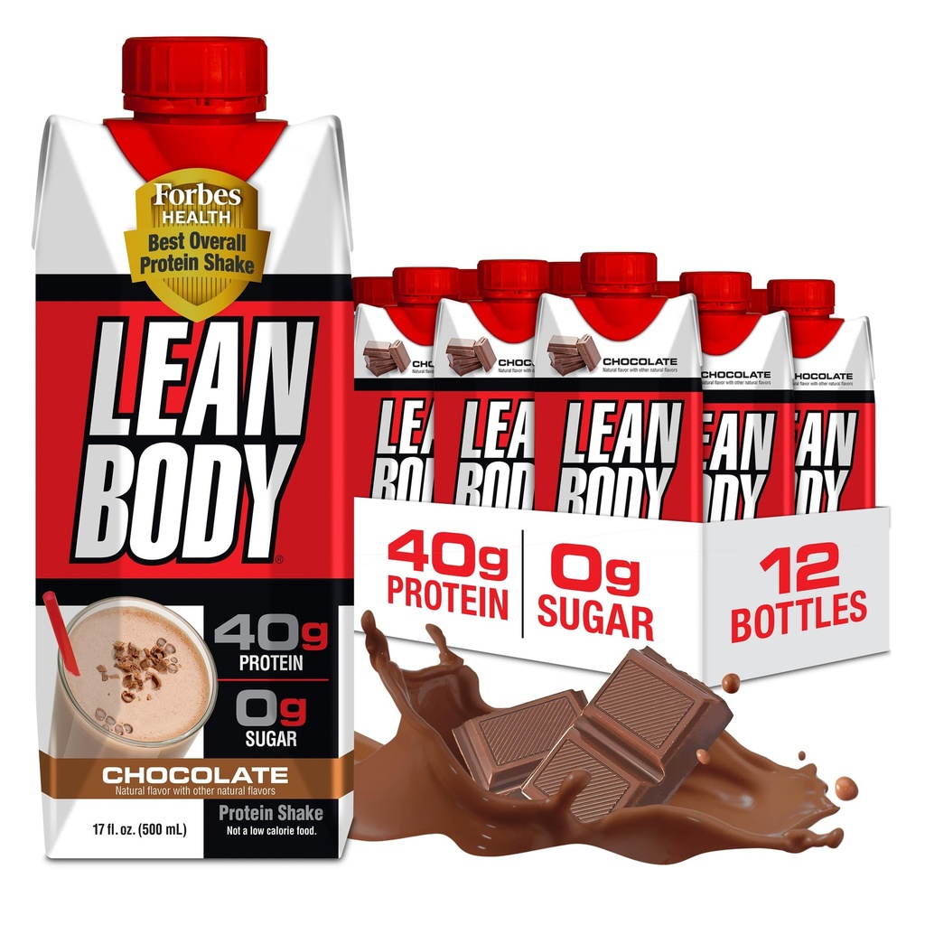 Lean Body Ready-to-drink Chocolate Protein Shake, 40g Protein, Whey Blend, 0 Ζάχαρη, Χωρίς γλουτένη, 22 Βιταμίνες & Ορυκτά, LABRADA, 17 Fl Oz (Pack of 12)