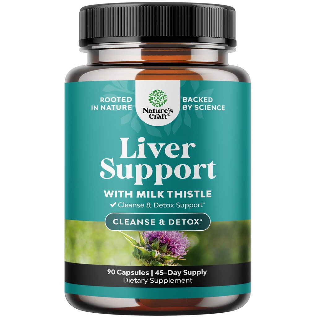 Natures Craft Liver Cleanse Detox & Repair - Βότανο Γάλα Υποστήριξης Συσκευή - Silymarin Γάλα Γαϊδουράγκαθο Συμπληρώματα με Dandelion Root, Choline, Beetroot & Artichoke Extract - 90 Count