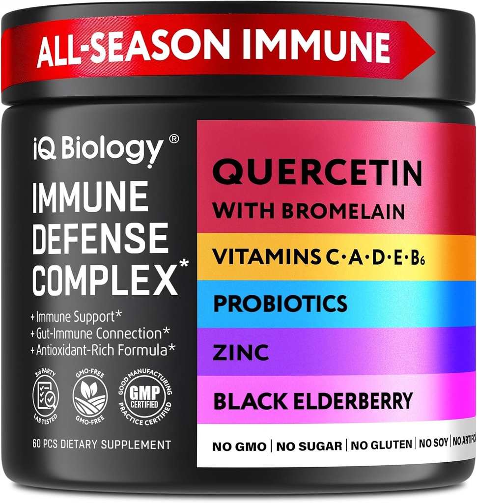 Quercetin με Bromelain - Premium Κάψουλες Quercetin για την Ανοσολογική Υποστήριξη & Αναπνευστική Φροντίδα* - Πράσινο Τσάι Ψευδάργυρος Μαγνήσιο Βιταμίνη D Βιταμίνη C Βιταμίνη Ε Κουρκουμά Τζίντζερ Σελήνιο Ασβέστιο - 60 Κάψουλες