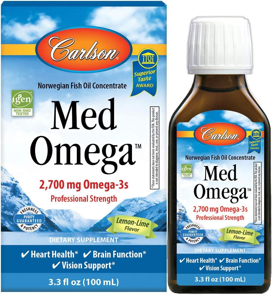 Carlson - Med Omega, 2700 mg Ωμέγα-3 Professional Strength, Heart, Brain & Vision Support, Wild Caught & SustainableSoured, Lemon-Lime, 100 ml