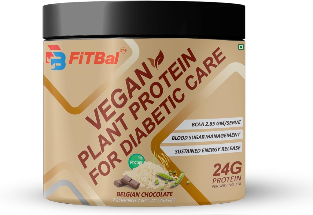 Βελγική σοκολάτα Vegan φυτικής πρωτεΐνης σκόνη για τη διαβητική φροντίδα 250 γραμμάρια (7 σερβίροντας την ποσότητα-33G 24G πρωτεΐνη ανά υπηρεσία, Γλουταμίνη - 3,32 Gm