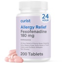 Curist Fexofenadine Hydrochloride 180mg (200 δισκία) Μη Νυσταγμός Αλλεργία Φάρμακο - 24 ώρες Όλη την ημέρα Αλλεργία Ανακούφιση για Runny μύτη, Ichy Eyes, & Throat - Alergy Relief Tablets (200 Count)