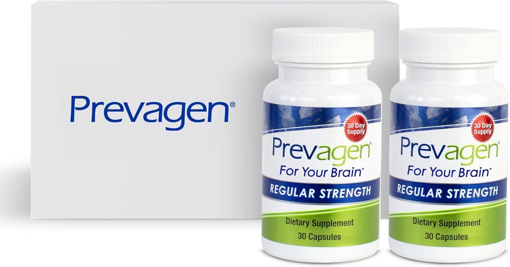Prevagen 10mg, 2 μπουκάλια των 30 καψακίων, Κανονική δύναμη 30 Ct με ελκυστική και στοίβαξη κουτί αποθήκευσης Prevagen