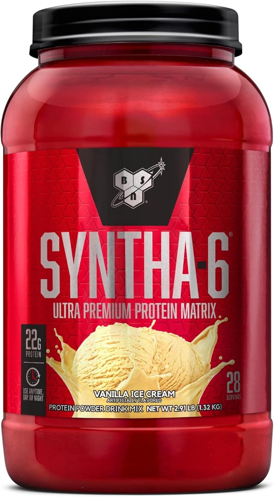 BSN SYNTHA-6 Whey Protein Powder, Vanilla Milk Isolate Protein Powder με Micellar Casein, Ice Cream, 28 Σερβιέτες (Package May Vary)