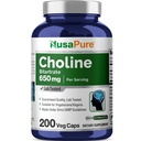 NusaPure Choline Bitartrate 650 mg 200 κάψουλες Veggie (Ζιζανιοκτόνα, μη ΓΤΟ, Vegan)