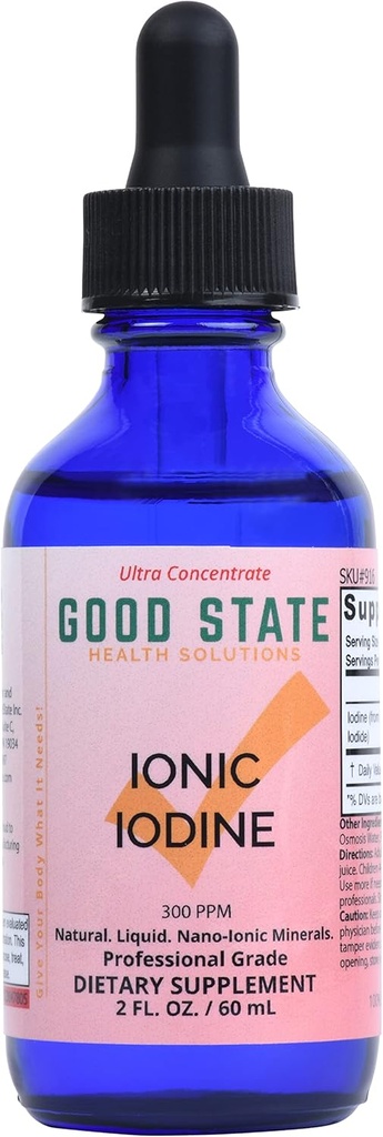 Good State Liquid Ionic Potassium Iodide Supplement | Glass Bottle | Vegan | 150 mcg per 10 Drops | 118 Servings | Supports Thyroid Health, Energy, Immunity, Metabolism | 2 oz.