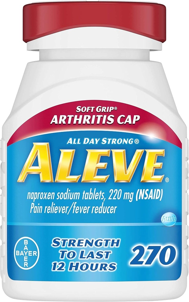 Aleve Soft Grip Arthritis Cap Tables, ταχείας δράσης All Day Pain Relief για Πονοκέφαλους, μυϊκούς πόνους και μείωση του πυρετού, Naproxen κάψουλες νατρίου, 220 mg, 270 Count