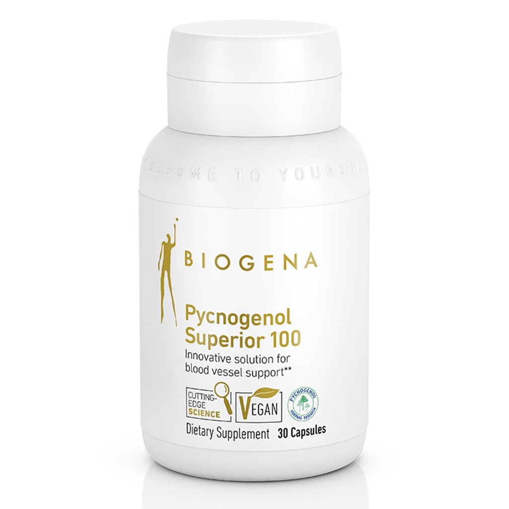 Biogena Pycnogenol 100 mg χρυσός με Premium πατενταρισμένο γαλλικό Maritime Pine Bark Extract (Pinus Pinaster) για την υποστήριξη της κυκλοφορίας του αίματος