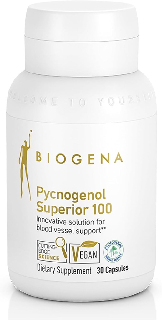 Biogena Pycnogenol 100 mg χρυσός με Premium πατενταρισμένο γαλλικό Maritime Pine Bark Extract (Pinus Pinaster) για την υποστήριξη της κυκλοφορίας του αίματος