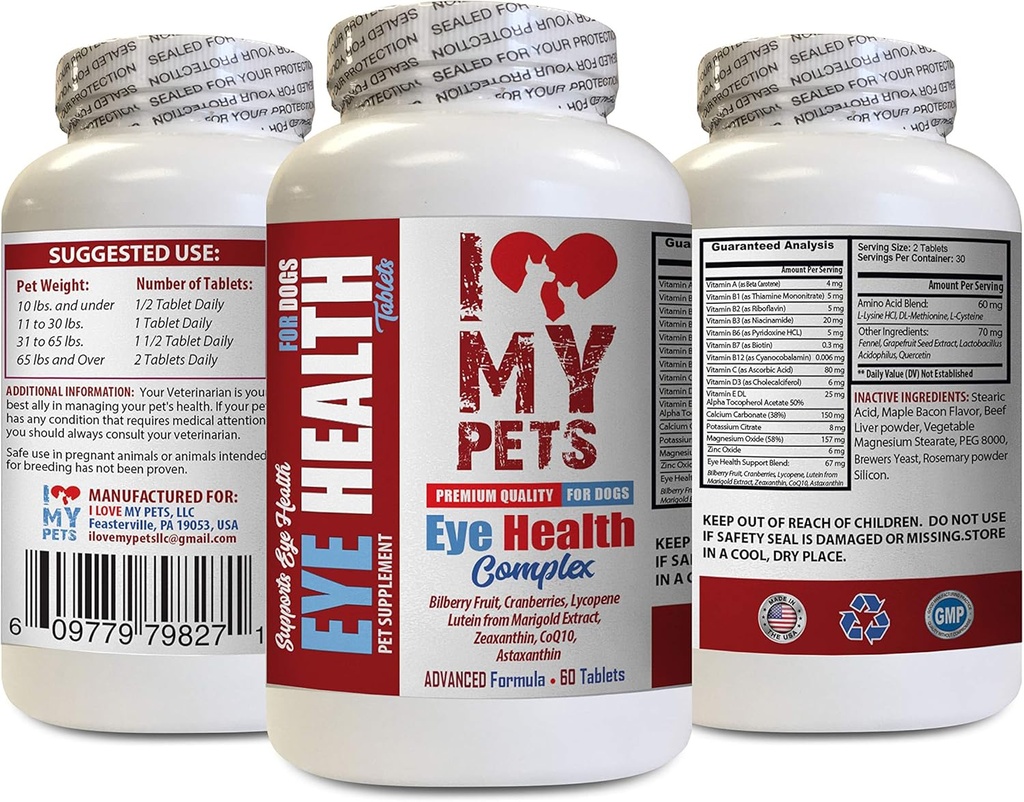 ΑΓΑΠΩ ΤΟ ΠΕΤΡΕΣ LLC Dog Eye Supplement - Dog Eye Health Complex - Premium Formula - Vet Προτεινόμενο - Dog Lutein - 1 Bottle (60 Treats)