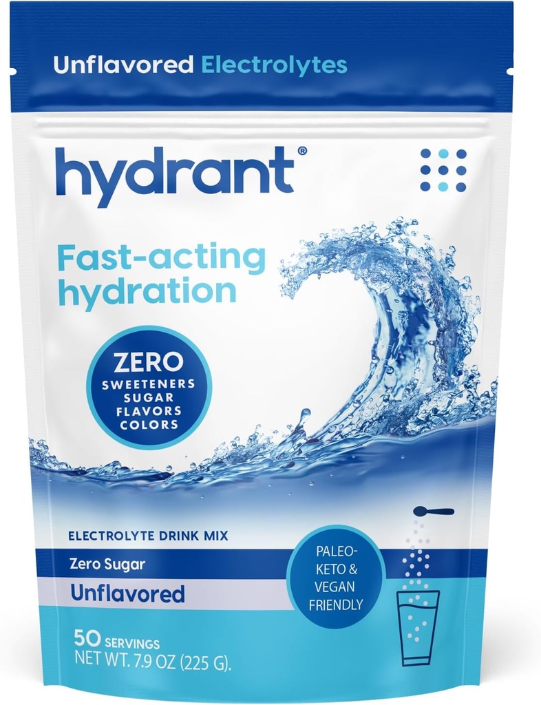 Ενυδάτωση - Bulk Hydration Powder, Unflavored, 50 Εξυπηρετεί γρήγορη δράση Ηλεκτρολυτών Rehydration Powder - Zero Sugar Flavorless Drink Mix για καθημερινή χρήση, Ταξίδια & προπονήσεις