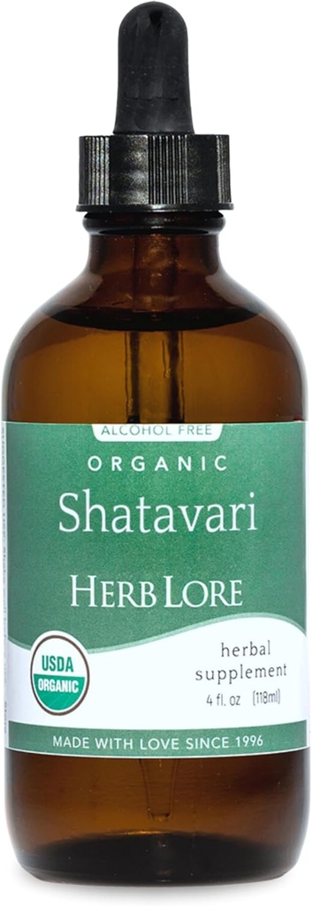 Herb Lore Organic Shatavari Root Extract Βάμμα - Υγρές σταγόνες Shatavari (Asparagus Racemosus) για τη γαλουχία και την ευεξία Υποστήριξη - Χωρίς αλκοόλ (4 fl oz)