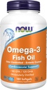 NOW Συμπληρώματα τροφίμων, Omega-3 180 EPA / 120 DHA, Enteric Coated, Καρδιαγγειακή Υποστήριξη*, 180 Softgels