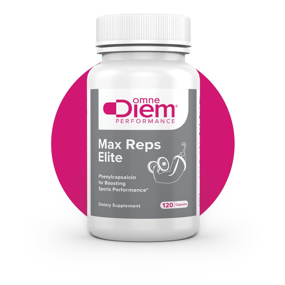 Omne Diem Max Reps Elite Κάψουλες - Phenylcapsaicin Sports Performance Συμπλήρωμα διατροφής - Υποστηρίζει μέγιστη προπόνηση και ανάκτηση & μειώνει τη κόπωση - για άνδρες & γυναίκες - 120 ct