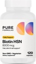 PureFormulas Biotin 8000 mcg Καρφιά Δέρμα Βιοτίνη συμπλήρωμα Biotina, Βιοτίνη Βιταμίνες ανάπτυξη μαλλιών B7 συμπλήρωμα για γυναίκες & άνδρες 120 κάψουλες