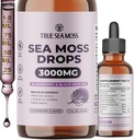 TrueSeaMoss Ιρλανδικές σταγόνες Μος της Θάλασσας - 5X ισχυρότερη από τη θάλασσα Moss Gel - 92+ Essentials Minerals - με Black Elderberry, Burdock Root & Black Cumin - 2 Fl Oz (60ml) - Γεύσεις Elderberry