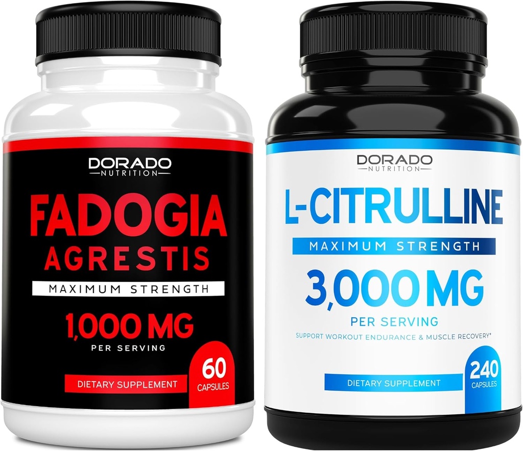 Fadogia Agrestis Extract (60 Count) Maximum Strength - Αθλητική Απόδοση & Μυϊκή Μάζα Υποστήριξη και L Citrulline (240 Count) L Αργινίνη & Νιτρικό Οξείδιο για την Απόδοση για τις προπονήσεις - Vegan & USA Made