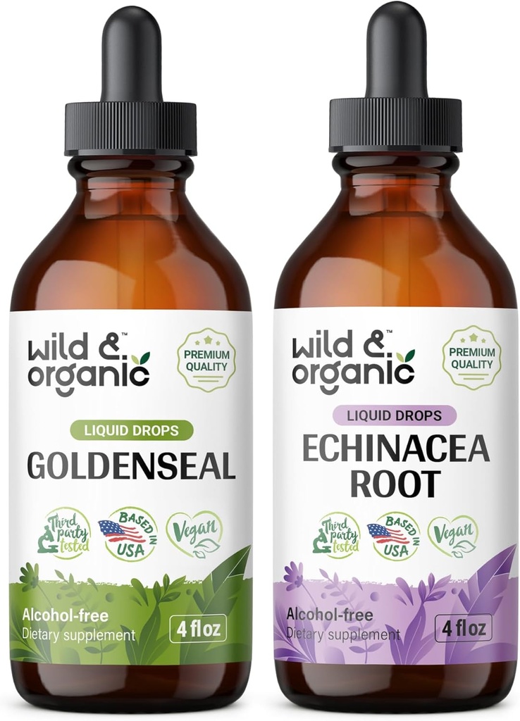 Wild & Organic Goldenseal Tincture 4 fl oz & Echinacea Tincture 4 fl oz