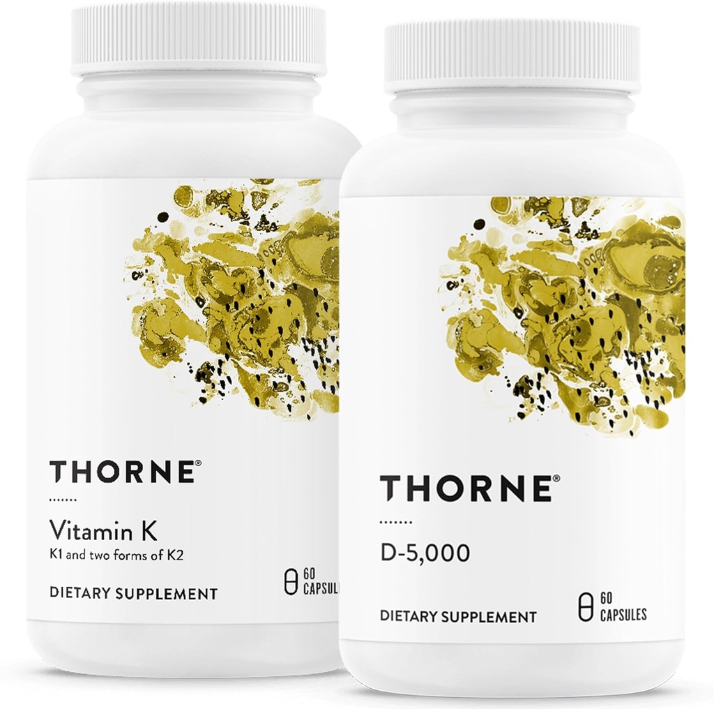 THORNE - Bone Health Bundle - Vitamin K & Vitamin D-5000 Combo for Strong Bones - 30 to 60 Servings