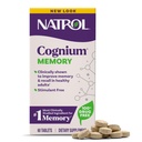Natrol Cognium Μνήμη, Συμπληρώματα Εγκεφαλικής Υγείας για Ενήλικες, Συμπλήρωμα Διατροφής για Εγκεφαλική Υγεία και Κλινικά Εμφανίζονται για να βελτιώσουν τη μνήμη και να υπενθυμίσουν σε Υγιείς Ενήλικες, 60 δισκία, Μέχρι 30 ημέρες προσφοράς