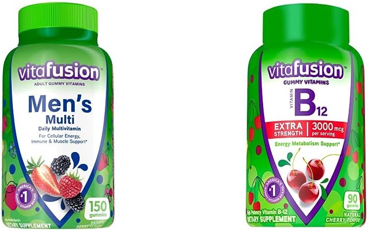 Βιταμίνες Ενηλίκων Gummy για Άνδρες (Berry Flavored) + Vitafusion Extra Strength Βιταμίνη Β12 Gummy Vitamins (Cherry Flavored)