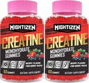 Creatine for Men & Women Creatine Monohydrate Gummies, Creatine Monohydrate per Serving with Taurine & Vitamin B12, Pre-Workout for Max Strength, Energy & Endurance - 2 Pack