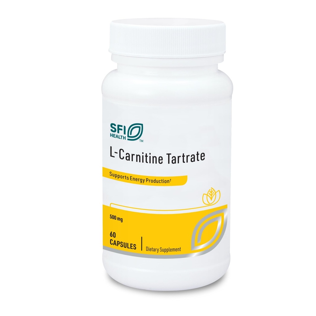 Klaire Labs SFI Health L-Carnitine Tartrate - 500 mg Amino Acid, Stabilized L-Carnitine - No Synthetic D-Carnitine (60 Capsules)