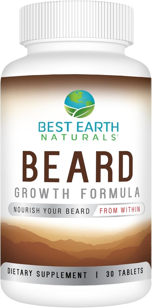 Best Earth Naturals Beard Growth Formula για τους άνδρες Βιταμίνες, θρεπτικά συστατικά, Biotin, Saw Palmetto, και PABA για την ανάπτυξη μαλλιών προσώπου 30 κόμης