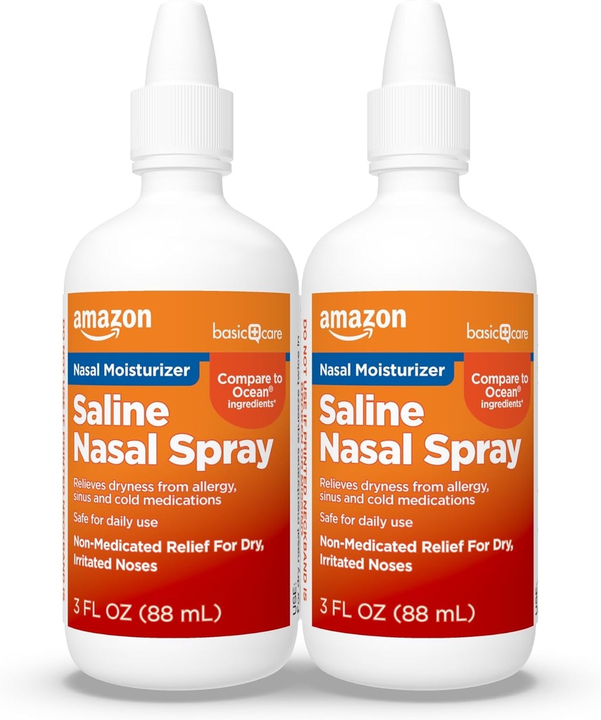 Basic Care Premium Nasal Moisturizing Spray, άμεσα καταπραϋντικό Nasινικό σπρέι μύτης, μη φαρμακευτική ανακούφιση, 3 fl oz (πακέτο του 2)