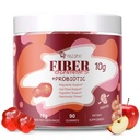 Ίνες Gummies με προβιοτικά, 10G Ίνες ανά σερβίροντας χωρίς ζάχαρη Προστέθηκε Apple Γεύση, με 10 δισεκατομμύρια CFU Προβιοτικά Blend, μηλίτη του μήλου Ξίδι, βιταμίνη C, Ινουλίνη, Bloating Υποστήριξη 90 κόμης