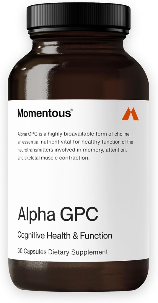Momentous Alpha GPC Supplement - Cognitive Health & Function Support - NSF Certified for Sport - GMO- & Gluten-Free - 60 Servings