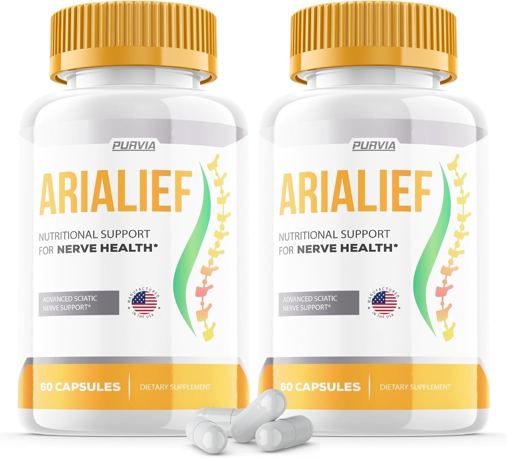 (2 Pack) Arialief Κάψουλες Sciatica - Επίσημη Φόρμουλα - Arialief συμπλήρωμα βιταμίνης Σύνθετη Φόρμουλα αντοχής, Arialief κάψουλες Διατροφική Υποστήριξη Μέγιστη δύναμη Συνολική ευεξία (120 κάψουλες)