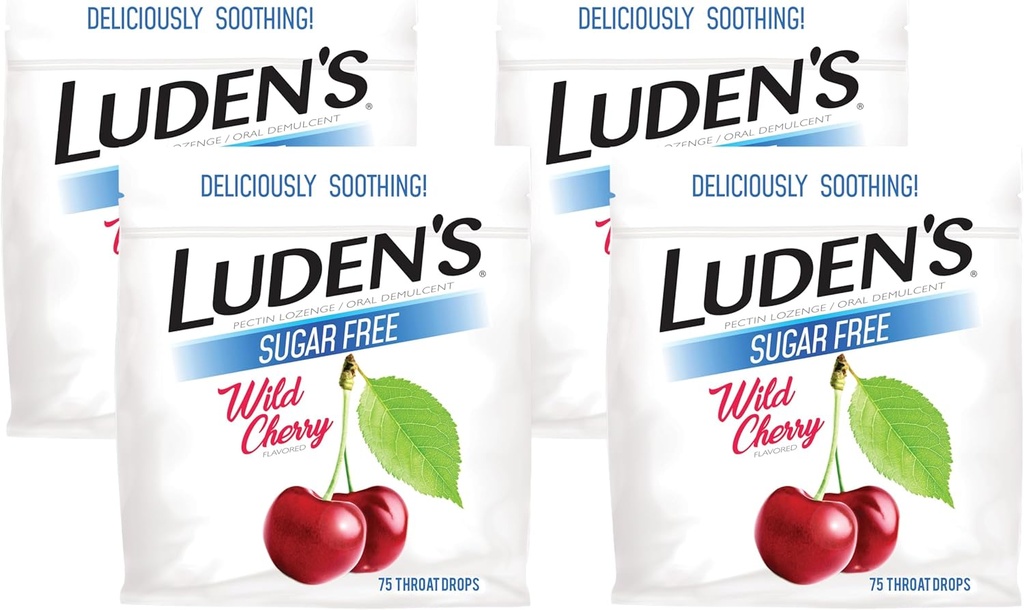 Ludens Sore Lroat Drops, για το Ελαφρό Λαρύγγι Ανακούφιση, Ζάχαρη Χωρίς Άγριο Τσέρι, 75 Count (Pack of 4)