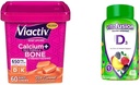 Viactiv Calcium +Vitamin D3 συμπλήρωμα μαλακά μάσημα, Caramel, 60 μάσημα - Συμπλήρωμα διατροφής ασβεστίου & Vitafusion Βιταμίνη D3 Gummy Βιταμίνες για την υποστήριξη των οστών και του ανοσοποιητικού συστήματος, Ροδάκινο, Blackberry