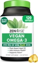 Zenwise Health Vegan Omega 3 συμπλήρωμα - Burpless Omega 3 συμπλήρωμα με DHA, EPA & DPA λιπαρά οξέα για την ανοσοποιητική υγεία - Fish Oil Εναλλακτική από Βιώσιμα πηγασμένα έλαια θαλάσσιας άλγης - 120 Softgels